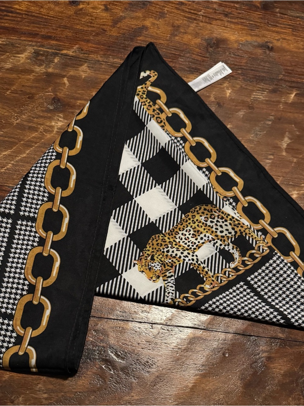 Aldo Black, Cream & Gold Animal Print Scarf